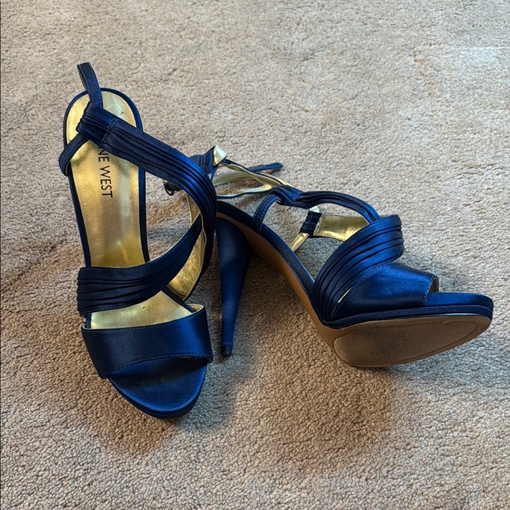 Nine West Blue Strappy Heels for Formal Occasions